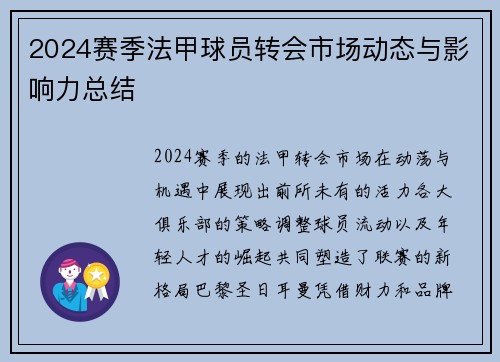 2024赛季法甲球员转会市场动态与影响力总结